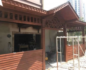 大连防腐木店铺装修